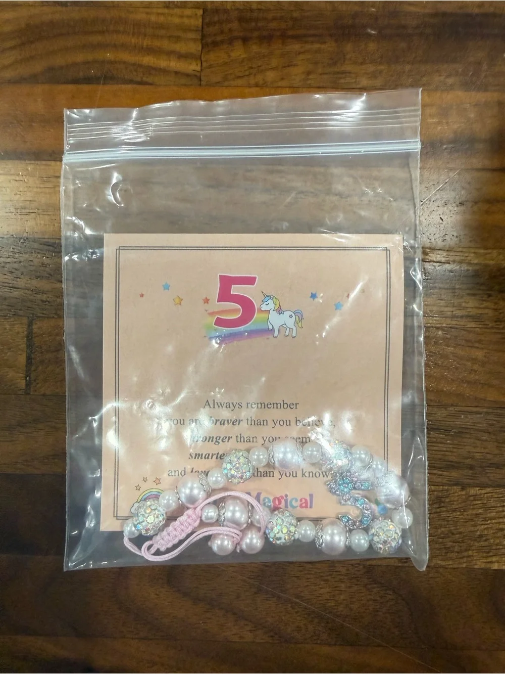 You're Magical Pink Beaded '5' Kids Bracelet